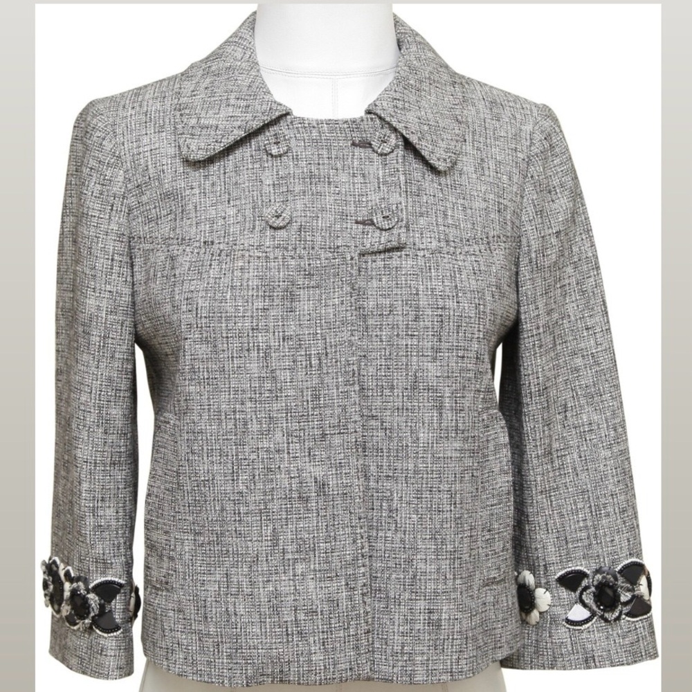 Rebecca Taylor Black and White Textured Blazer